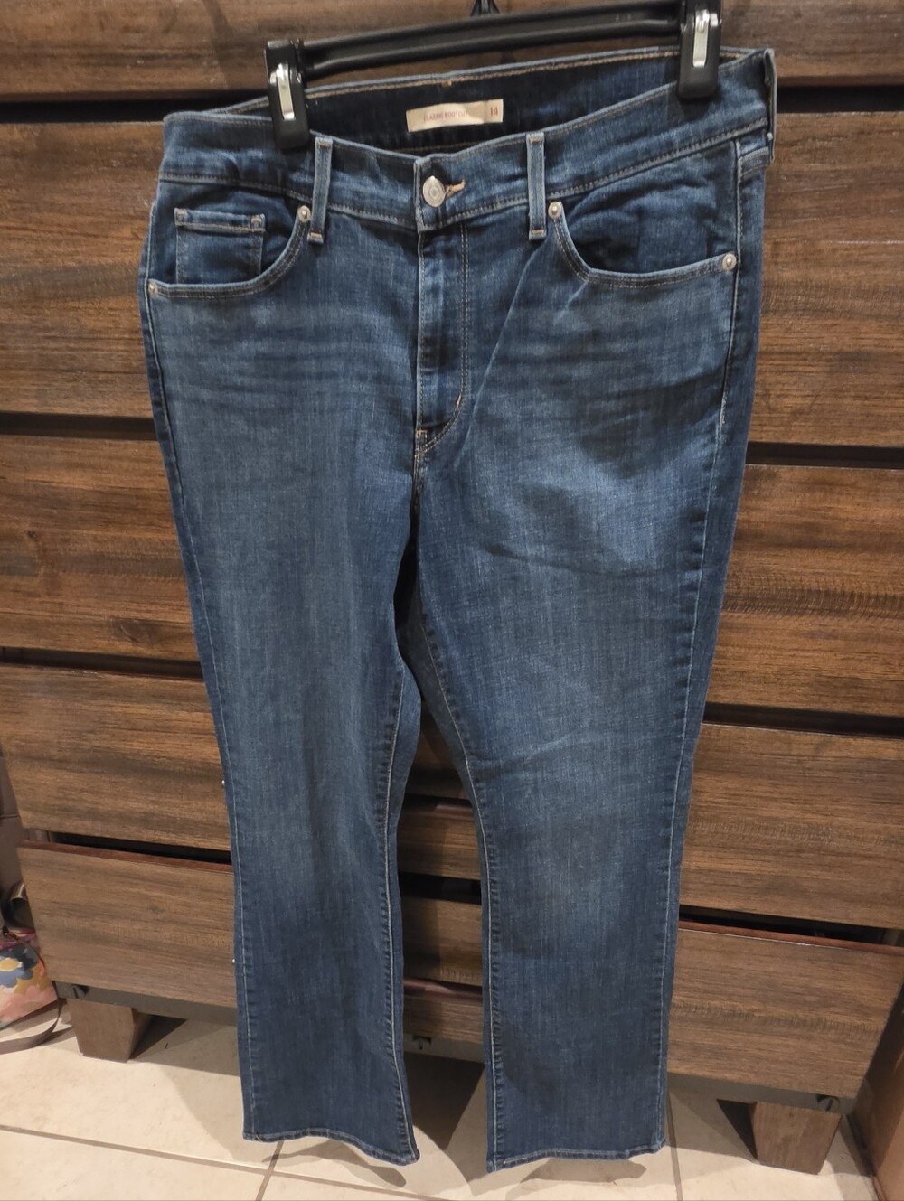 Levis Women's Dark Blue Bootcut Jeans Size 14P